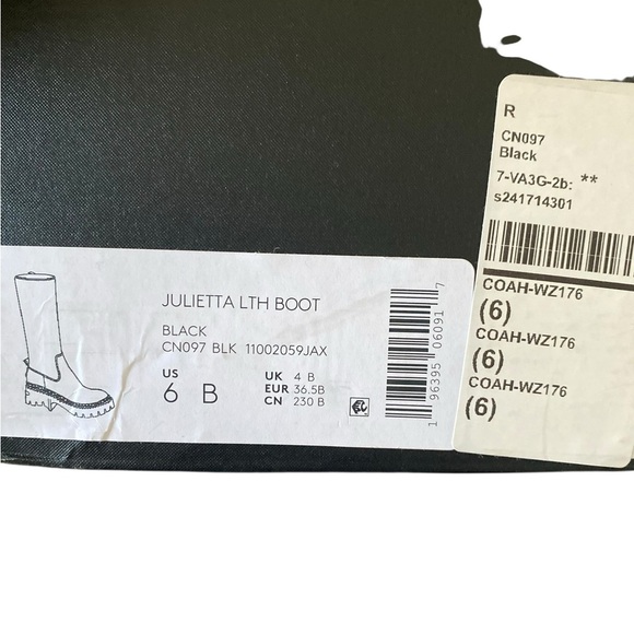 NEW Coach Black Leather Tall Lug Sole Riding Boots • Size 6B / 36.5 - Picture 11 of 12